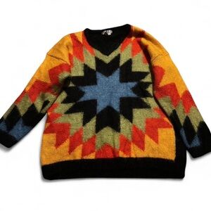 Rare Vintage 80s KIKIT Maurice Sasson Black/Multi-color Mohair Sweater—Size L